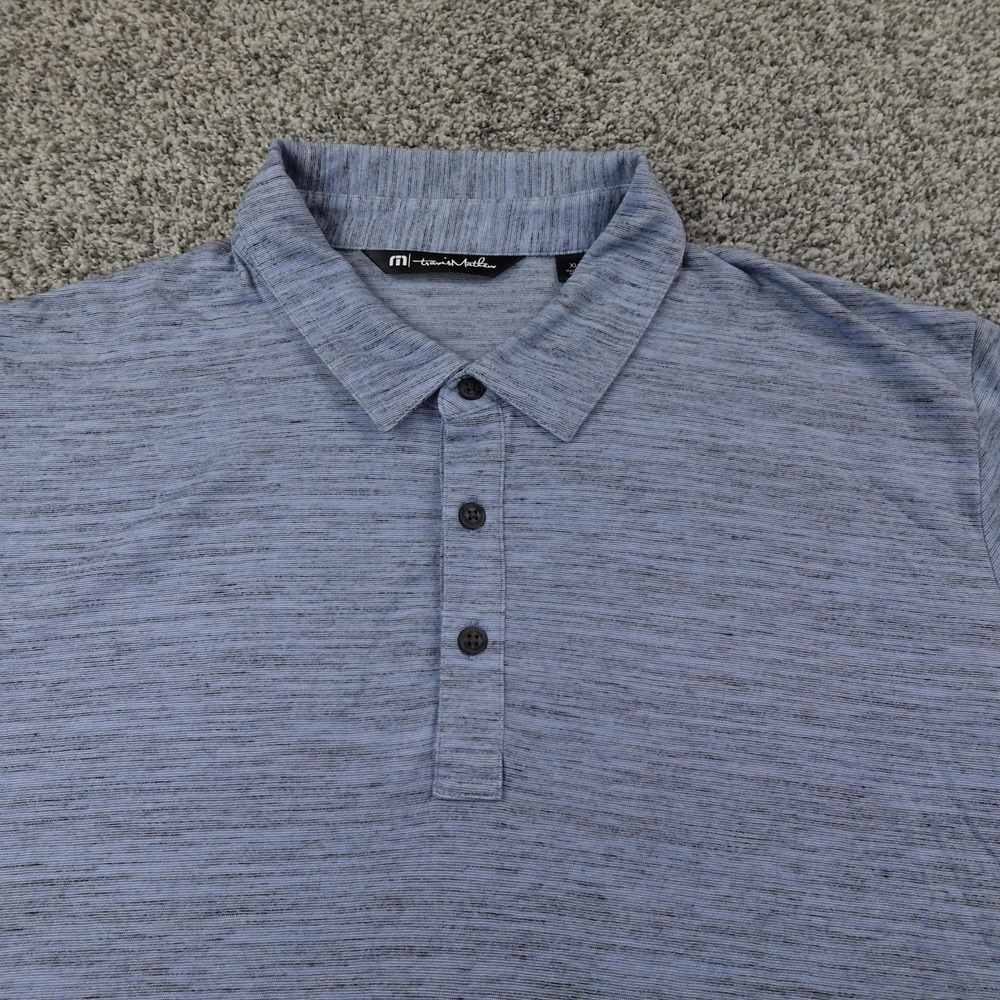 Travis Mathew Polo Shirt Mens XL Blue Heather Golf Performance Short Sleeve Knit - Picture 3 of 12
